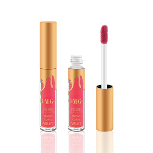 Oh My Glam Plush 6 Mini-Velvet Liquid Lipsticks Set Bright Coral